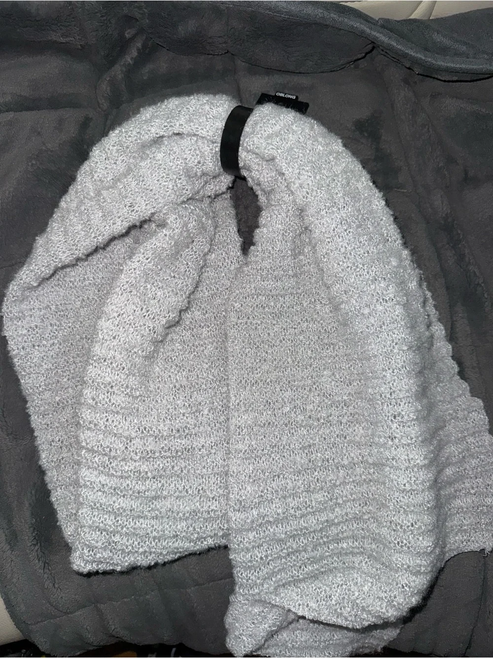Sonoma Gray and White Plush Scarf Wrap